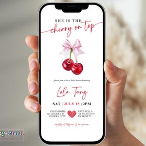 Cherry Baby Shower E-Invite, Editable Mobile Invitation (Instant Download)