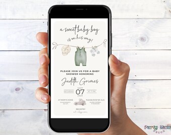 Boho Boy Baby Shower Invitation Template, BYL1 (Digital Download)