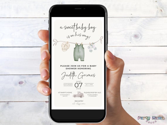 Boho Boy Baby Shower Invitation Template, BYL1 (Digital Download)