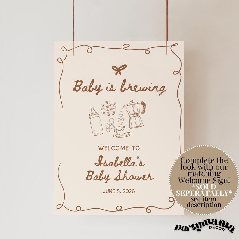 Invitación editable "Bebé está preparando" para baby shower, plantilla de invitación de café dibujada a mano, invitación de espresso con garabatos caprichosos, CDOD imagen 10