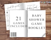 DIY Baby Shower Game Booklet, 21 Games Template (Canva Editable)