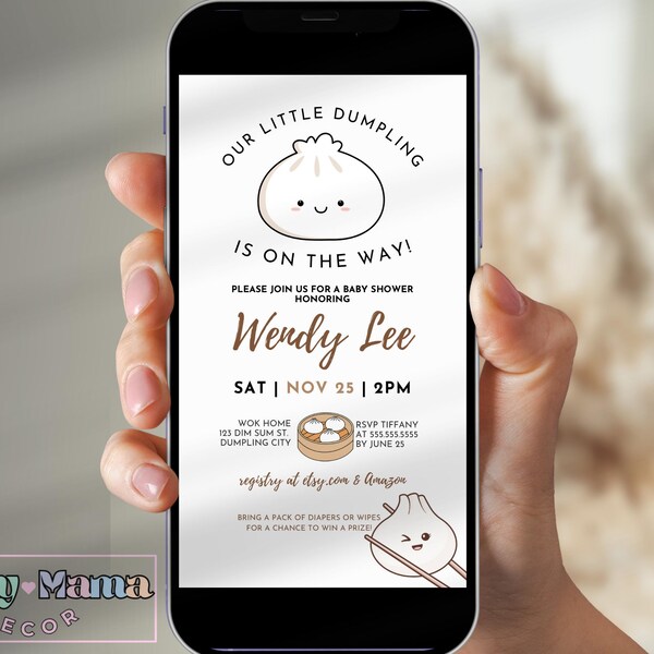 Dim Sum Baby Shower Invitation, Dumpling Evite Template (Digital)