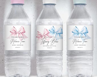 Gender Reveal Wasserflaschenetikett, Team Boy oder Girl (Digitaler Download)