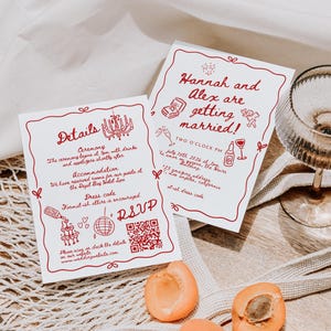 Wedding Invite Template, Editable Hand Drawn Double Sided Doodle Illustrated Invitation, Colorful Handwritten Details Rsvp with QR Code, 610 image 17