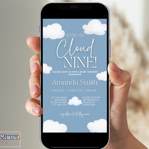 Cloud Nine Baby Shower Evite Template: Electronic Invitation (Digital Download)