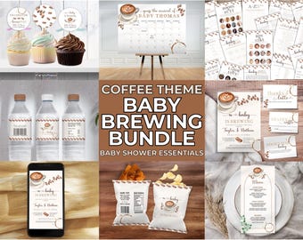 Coffee Baby Shower Bundle, Editable Template (Digital Download)