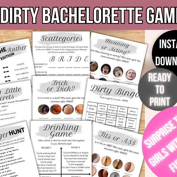 Bachelorette Games Printable, Dirty Bachelorette Party Games, Hens Party Games Digital, Dirty Bridal Shower Games, Funny Bridal Shower Games