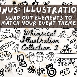 Wedding Invite Template, Editable Hand Drawn Double Sided Doodle Illustrated Invitation, Colorful Handwritten Details Rsvp with QR Code, 610 image 3