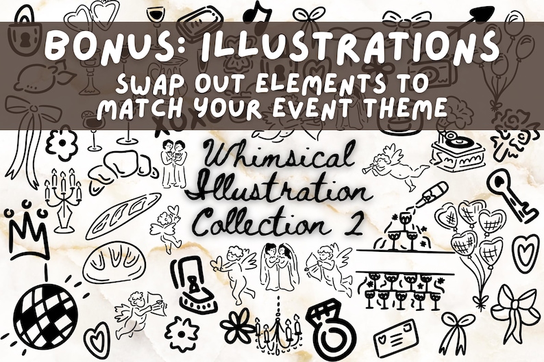 Wedding Invite Template, Editable Hand Drawn Double Sided Doodle Illustrated Invitation, Colorful Handwritten Details Rsvp with QR Code, 610 image 3
