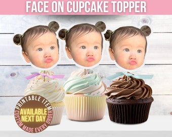 Face Cupcake Topper, Custom Cupcake Toppers, DIY Cupcake Topper, 1st Birthday, Cupcake Face on a Stick, Face on Cupcake Printable