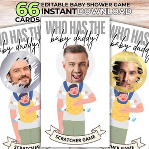 Jeu de grattage imprimable pour baby shower, jeu de grattage modifiable pour baby shower, modèle de jeu de grattage visage de célébrité, 66 cartes, téléchargement immédiat