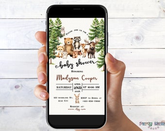 Woodland Animals Baby Shower Invitation Template (Digital)