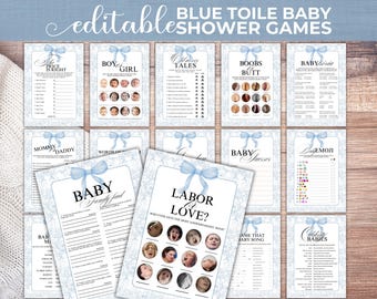 Giochi per baby shower Blue Toile: pacchetto floreale Chinoiserie (modelli modificabili)