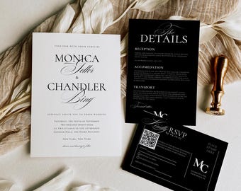 Elegant Wedding Invitation Suite • Editable Template, RSVP Card (Digital Download)