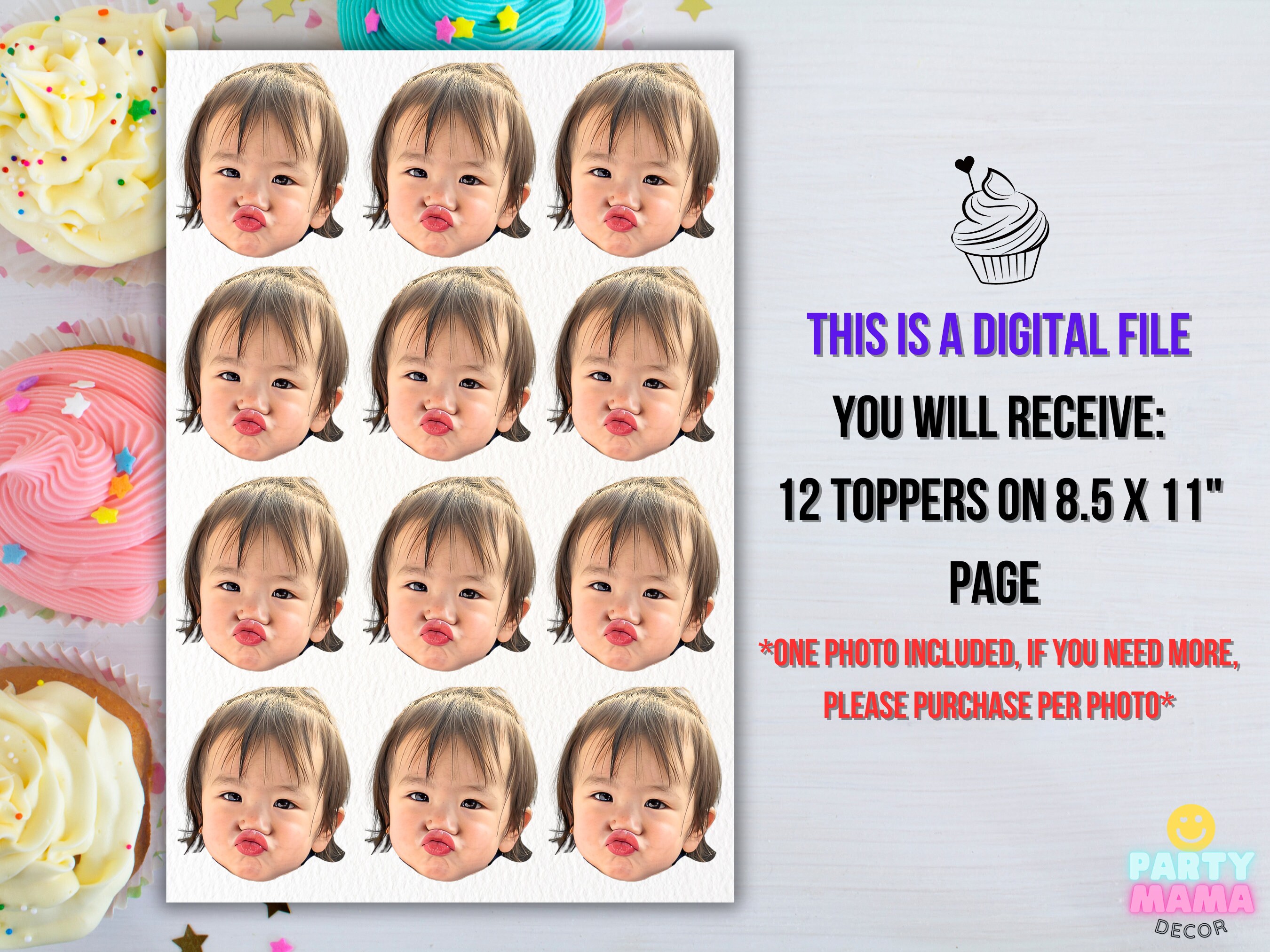 Cupcake Toppers Face Custom Cupcake Toppers With Face Etsy