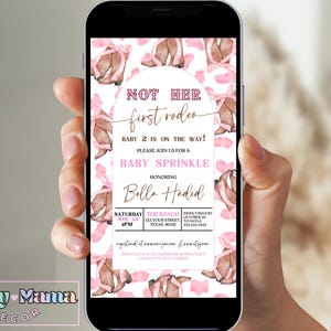 Cowgirl Boots Baby Sprinkle Evite, Editable Country Girl Text Message Invitation, Western Evite Template, Not Her First Rodeo Baby Sprinkle