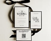 Classic Old Money Wedding Template Suite, Luxury Black White Invitation Set, Editable Elegant Modern Minimalist Wedding Invites