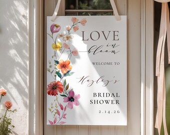 Wildflower Bridal Shower Welcome Poster | Editable Floral Sign (Template)