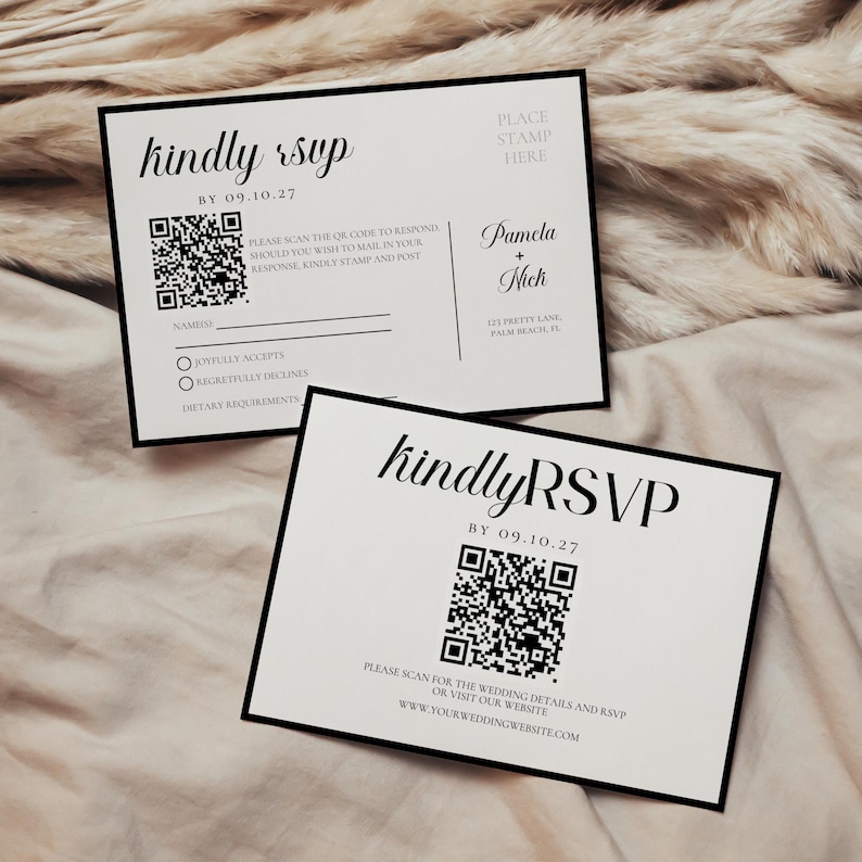 Classic Old Money Invitation for Wedding, Minimalist Classy Wedding Invites Template Bundle, Black and White Invitation Suite Bundle image 9