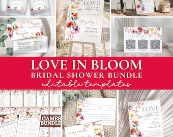 Wildblumen Brautdusche Bundle, Liebe in Bloom: (50+) Bearbeitbare Vorlagen