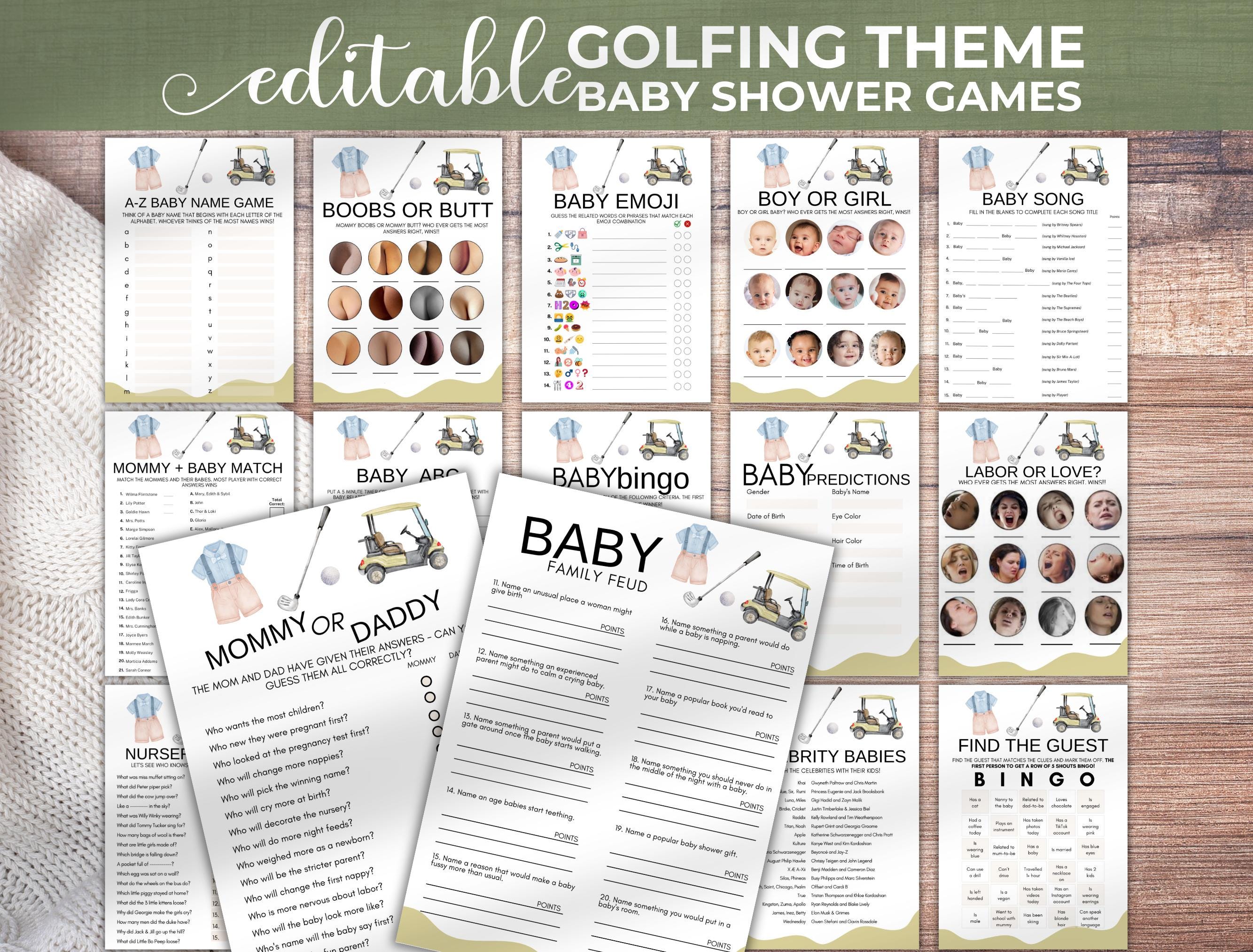 Golf Baby Shower Games Bundle, Editable Golfing Baby Shower Game Template, Golf Theme Baby Shower, Gender Neutral Co-Ed Party Games, GLF1