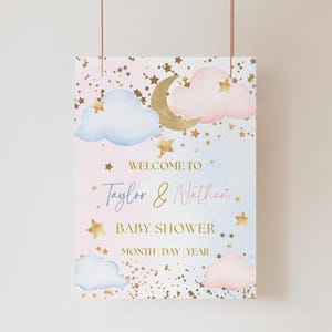 Editable Gender Reveal Welcome Poster, Moon Stars Yard Sign, Gender Reveal Party Decorations, Boy or Girl Welcome Sign for Baby Shower, CLD1