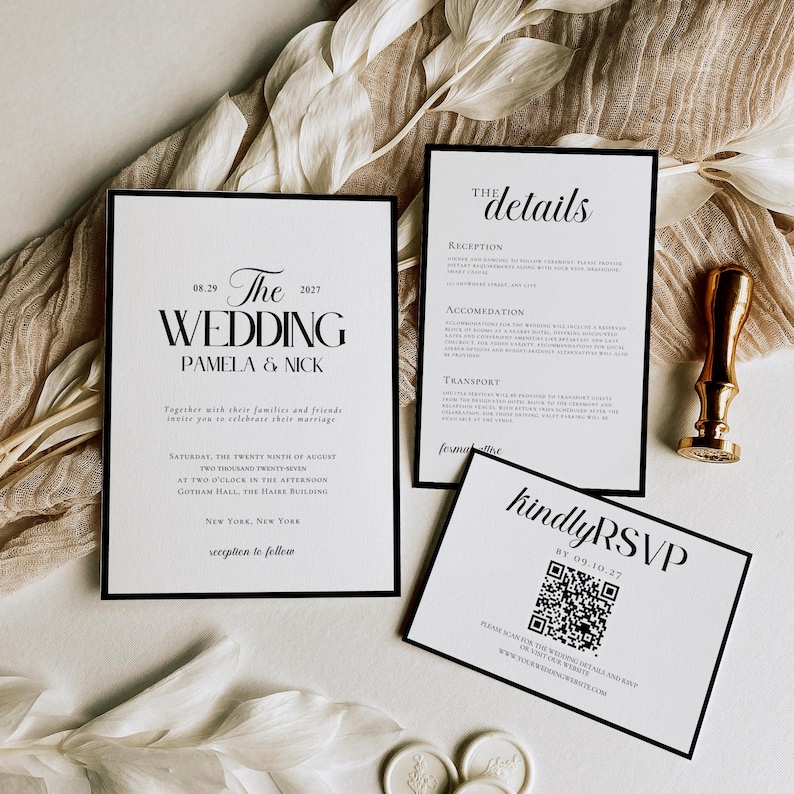 Classic Old Money Wedding Invitation Template – Minimalist Black and White Invite Suite, Classy Editable Wedding Bundle with RSVP & Details Card

Additional alt text variations you could use across your listing images:

Minimalist Old Money Wedding Invitation Set – Elegant Black and White Template Bundle

Editable Classic Wedding Invitation Suite – Old Money Aesthetic, Simple and Sophisticated Design

Timeless Wedding Invitation Bundle – Old Money Style, Black and White Minimalist Template