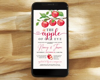 Faire-part pour baby shower pomme de nos yeux, message texte Evite (numérique)