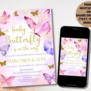Editable Butterfly Baby Shower Invitation Bundle (canva Template) - Etsy