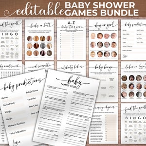 Editable Minimalist Baby Shower Game Bundle, Gender Neutral Family Feud Baby Party Games Template, Baby Shower Trivia, Fun Baby Shower Games