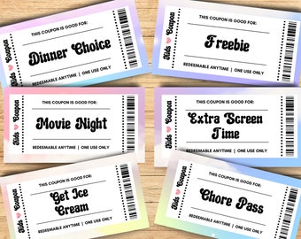 Printable Kids Reward Coupon Book: Birthday Gift (Digital Download)