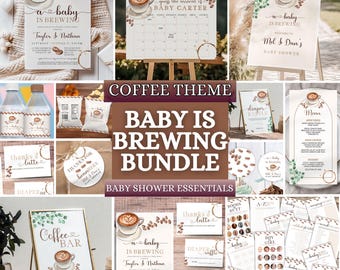 Coffee Baby Shower Bundle, Baby is Brewing Theme (Instant Download)