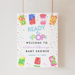 Popsicle Baby Shower Welcome Sign Template, Colorful Ice Cream, Ready to Pop Welcome Poster for Baby Shower Party, Editable Printable Poster