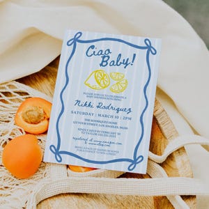 Ciao Baby Shower Invitation Template: Italian Theme, Gender Neutral (Canva Editable, Digital Download)