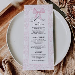 Editable Pink Toile Menu Template, Baby Pink Toile De Jouy Food Menu, Toile Dinner Menu, Elegant Pink Menu for Dinner Party, PTOI