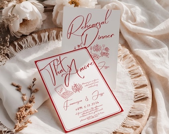That's Amore Engagement Invitation Template, Editable Italian Pizza Party Invites, Rehearsal Dinner Party Invite, Wedding Shower, Canva