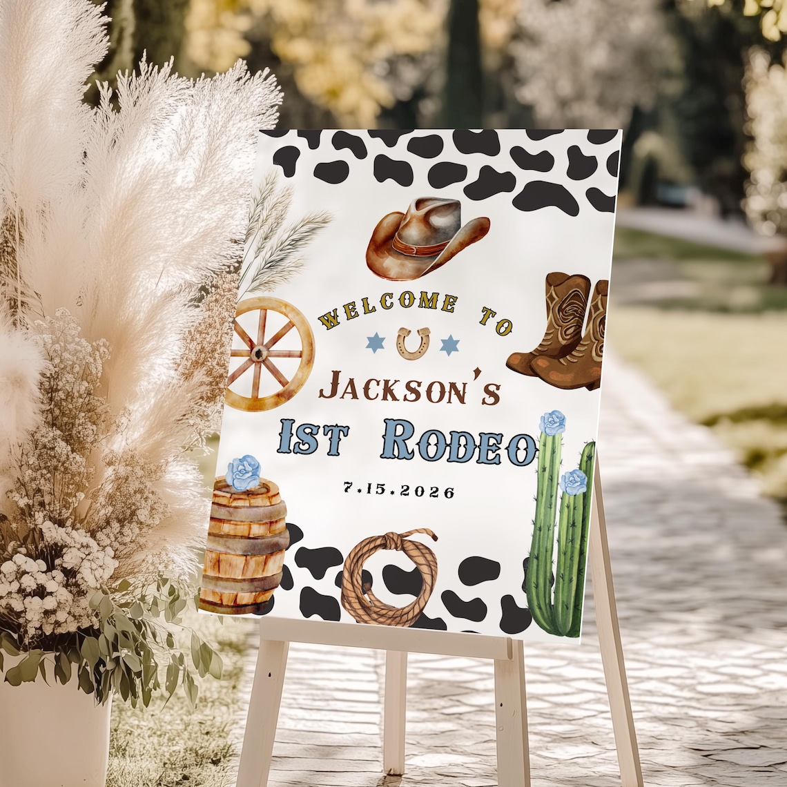 My First Rodeo Sign Post Editable First Rodeo Welcome Sign for 1st Birthday, Country Boy Poster ...