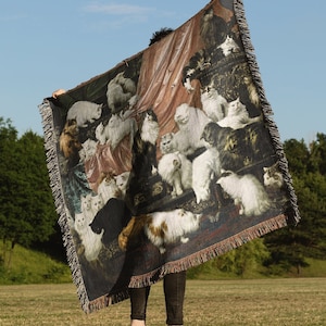 My Wife&#39;s Lovers Cat Woven Throw Blanket: Cat Woven Tapestry, Gift for Cat Dads and Cat Moms, Cat Lovers, Furry Friends Cat Couch Throws