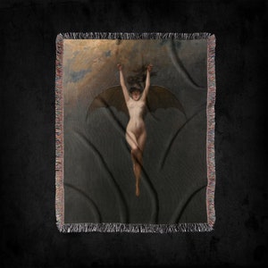 Manta tejida de Albert Joseph Penot de la mujer murciélago: tapiz de bruja de arte oscuro de la Academia oscura victoriana espeluznante de la mujer murciélago