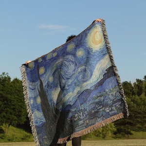 Van Gogh Sternennacht gewebte Decken: Romantisch dunkel impressionistisch künstlerisch Vintage Wohnkultur