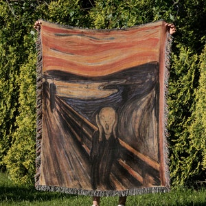 The Scream Edvard Munch Woven Throw Blanket: Indie Emo Grunge Victorian Goth Dark Academia And Dark Cottagecore Room Decor