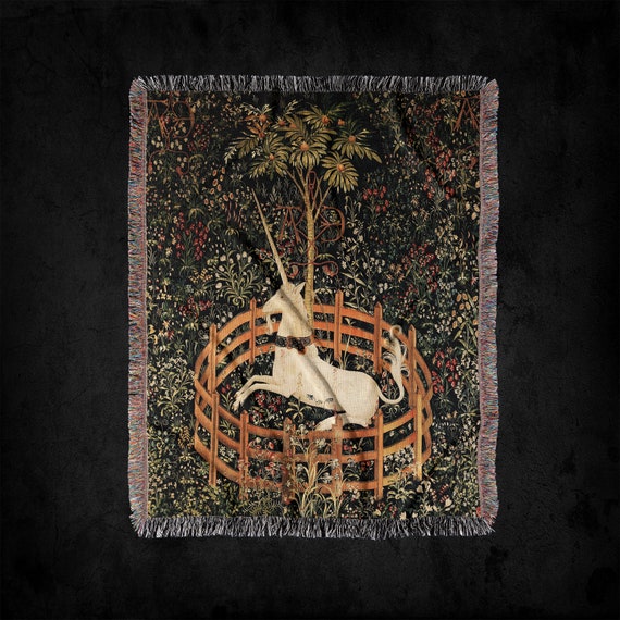 Medieval Unicorn Woven Throw Blankets Unicorn in Captivity Tapestry Dark Art and Corragecore Decor Vintage Captive Unicorn Wall Tapestry Etsy Canada