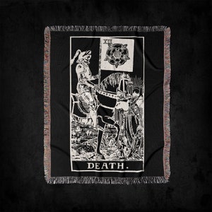 Mazzo di tarocchi Death XIII Rider-Waite su coperta in tessuto nero: coperta per mazzo di carte dei tarocchi gotici, coperta da picnic con teschio arazzo dei tarocchi
