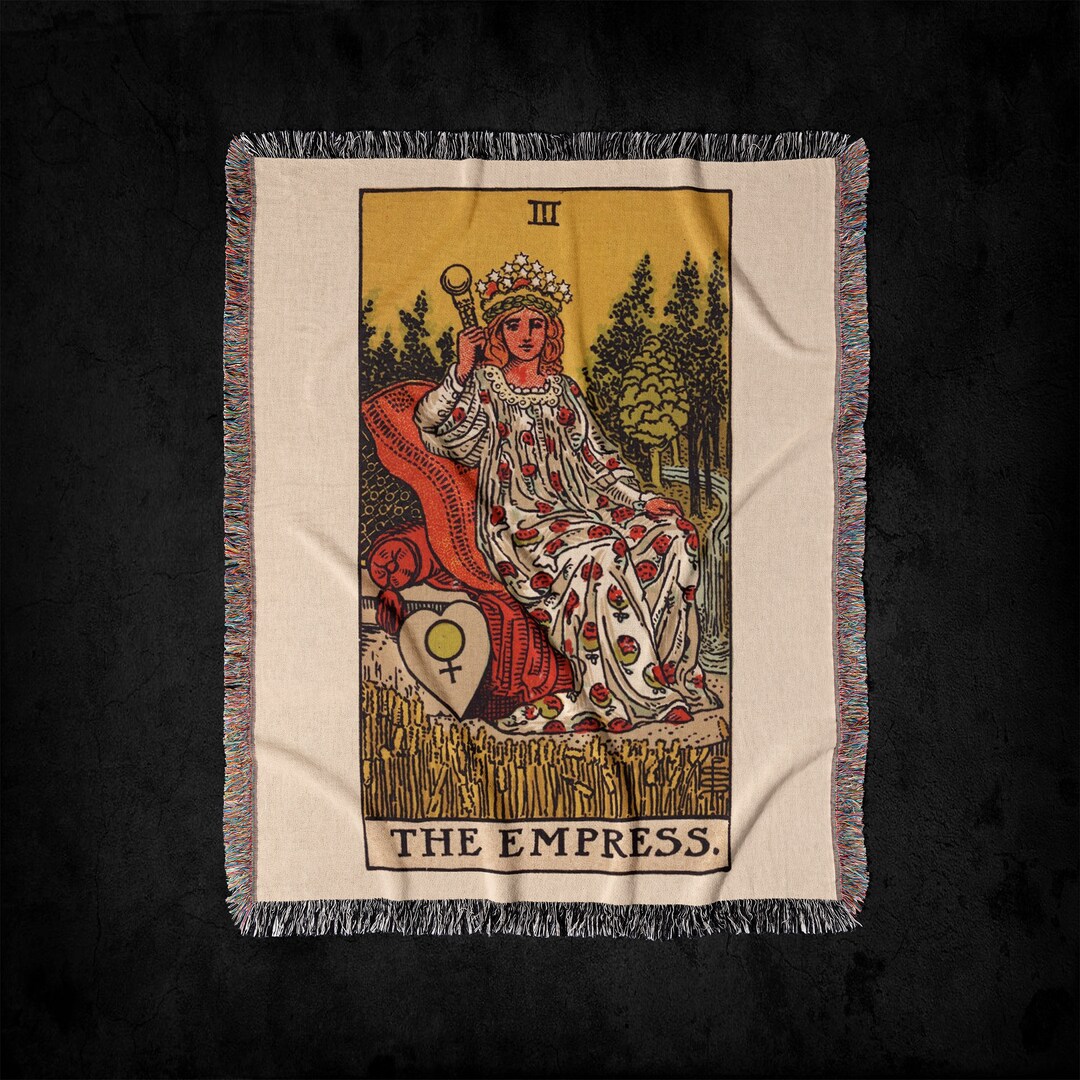 the-empress-iii-rider-waite-tarot-deck-woven-throw-blanket-vintage