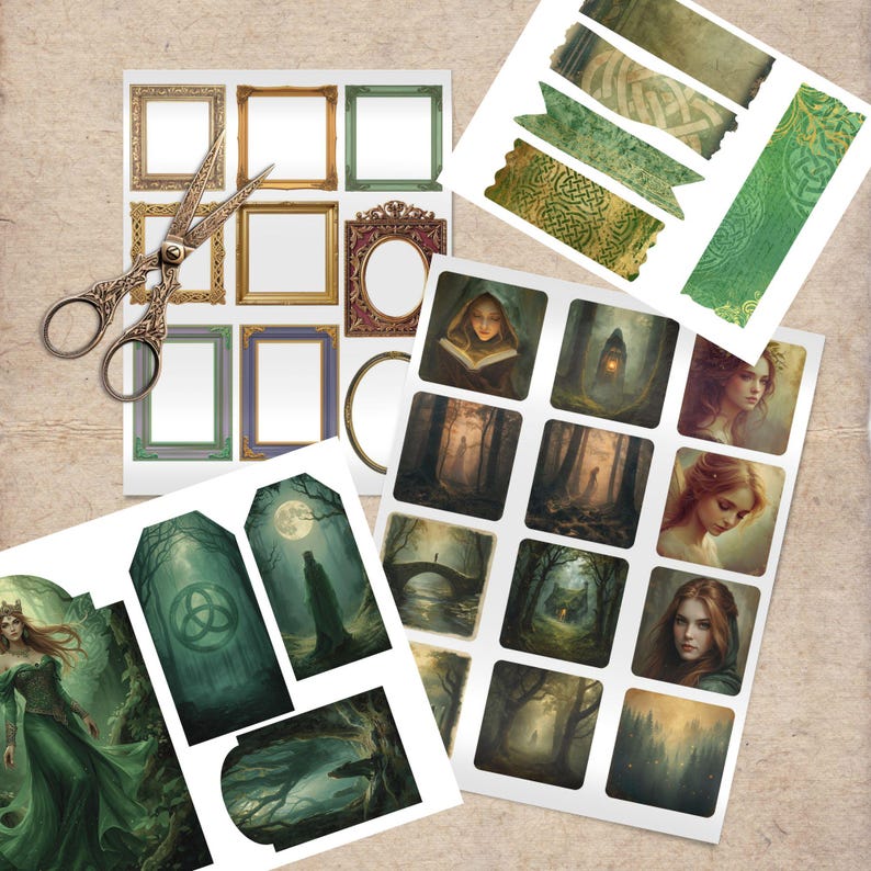 Enchanted Celtic Forest Ephemera Kit, Woodland Fairy Junk Journal ...