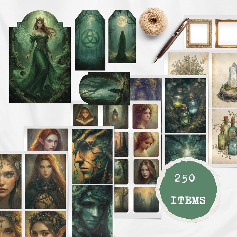 Enchanted Celtic Forest Ephemera Kit, Woodland Fairy Junk Journal ...