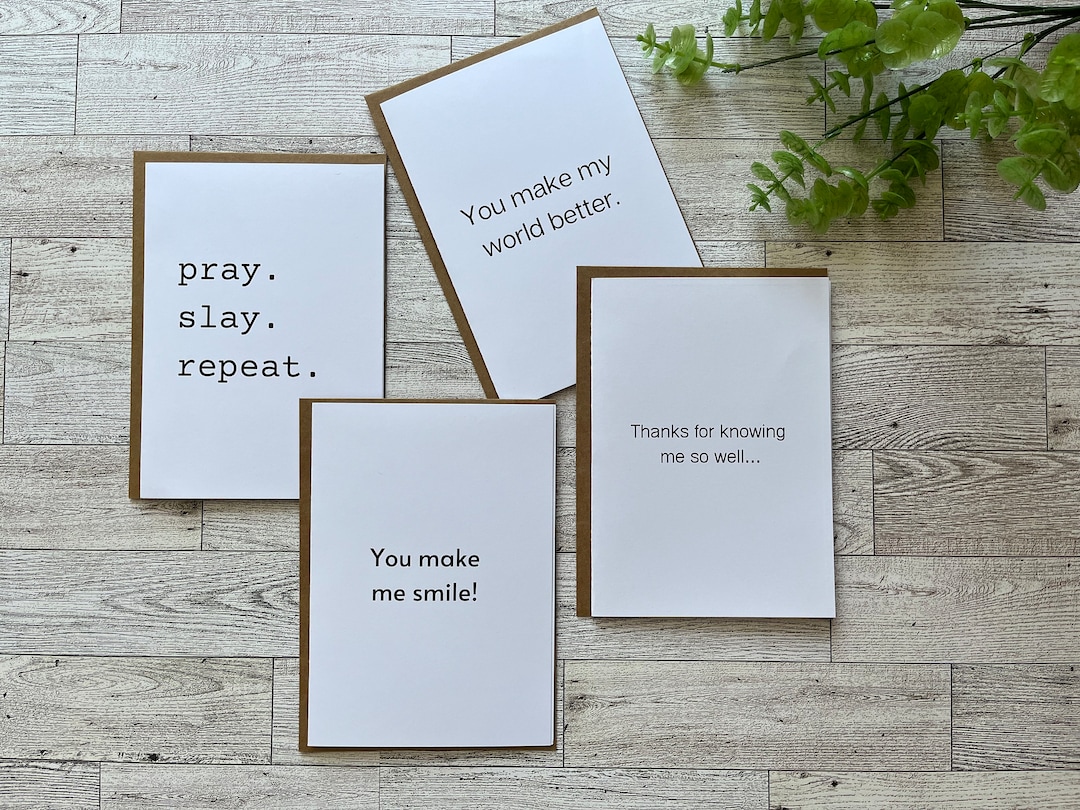 Set of 4 Minimalist Greeting Cards for Encouragement and Celebration of