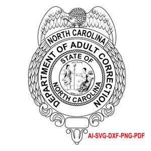 North Carolina, Adult Corrections Badge, Seal, logo, Laser Cutting, Vector Art, Cut Files, Digital Printing, Ai, Svg, Dxf, Png, Gif, Custom,