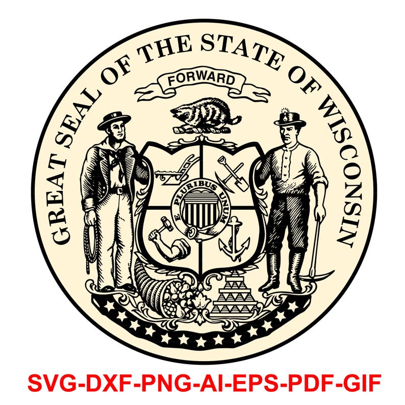 Seal of Wisconsin, Great Seal of Wisconsin, Badge, Laser Cutting ...