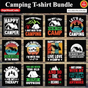 10 Editable Camping T-Shirt Designs Bundle | Eps - Svg - Png - Dxf| Multiple File Format | Editable Design | Print on Demand